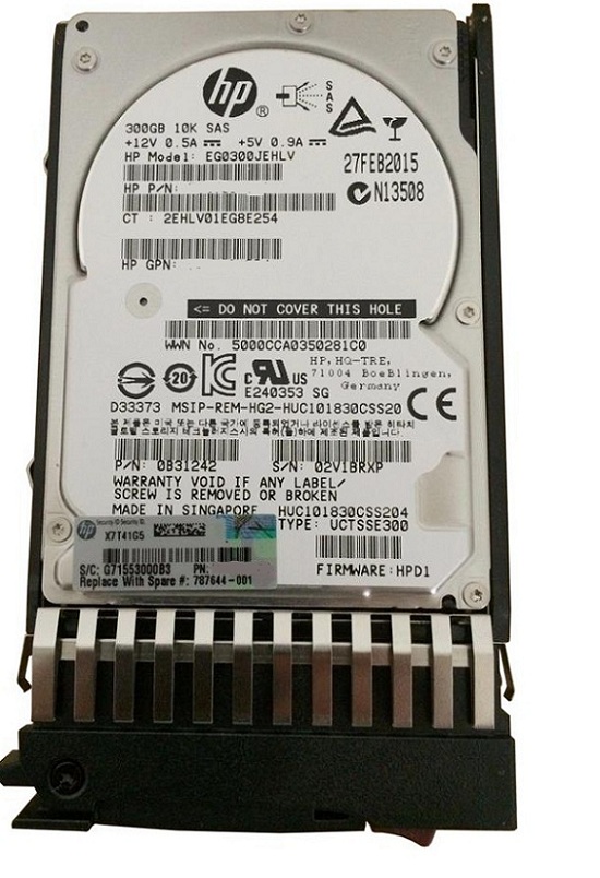 HPE 787644-001 Enterprise Hard drive - 300 GB - SAS 12Gb/s Refurbished