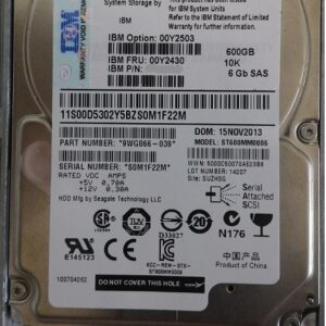 IBM 00Y2430 600 GB Hard drive – 2.5″ Internal – SAS 6Gb/s Refurbished