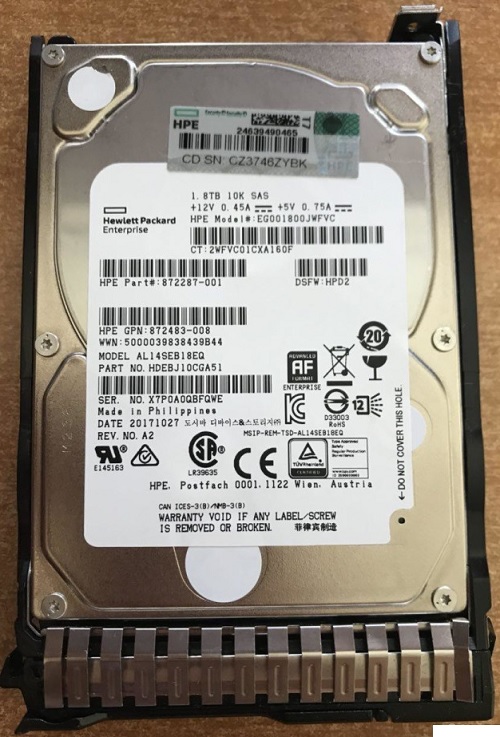 HPE EG001800JWFVC 1.8 TB Hard drive - 2.5" Internal - SAS 12Gb/s New F/s