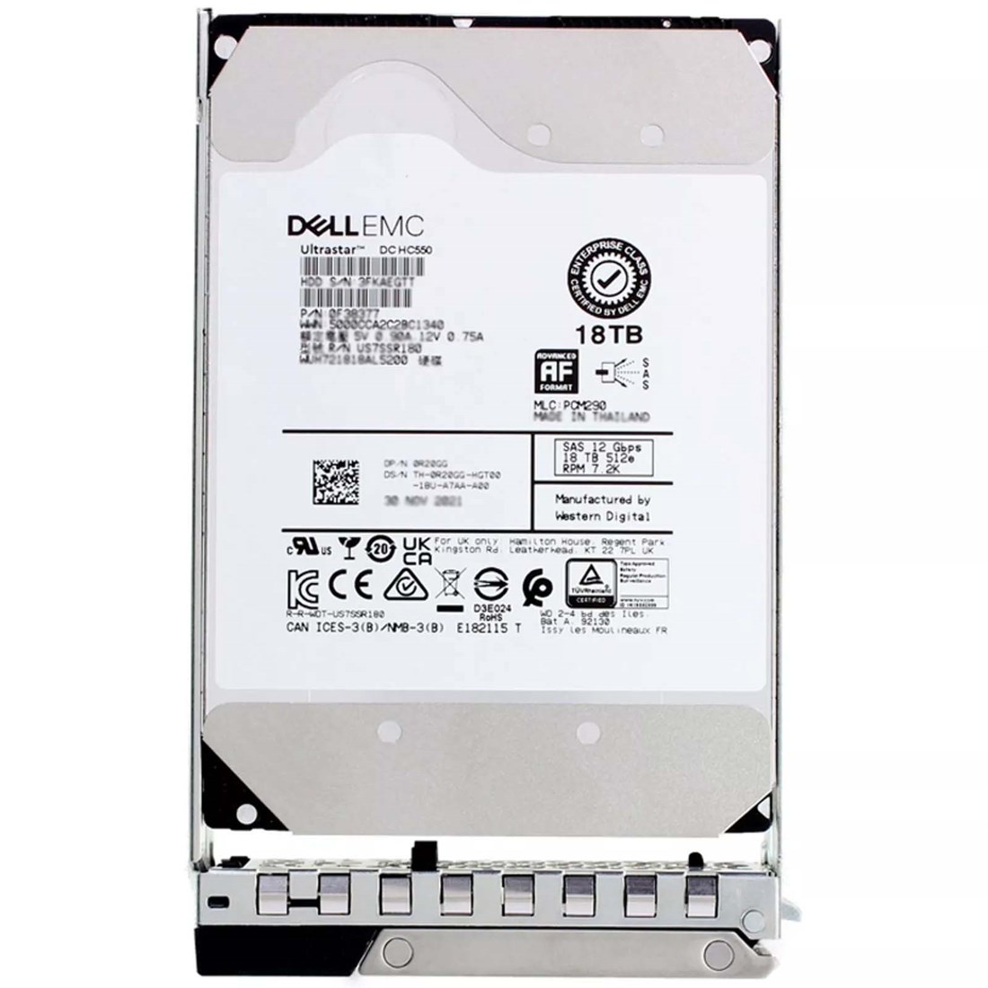 Dell EMC 2DWFW 18TB 7K RPM SAS 12Gbps 512e 3.5in Hot-plug Hard Drive with 14G Kit